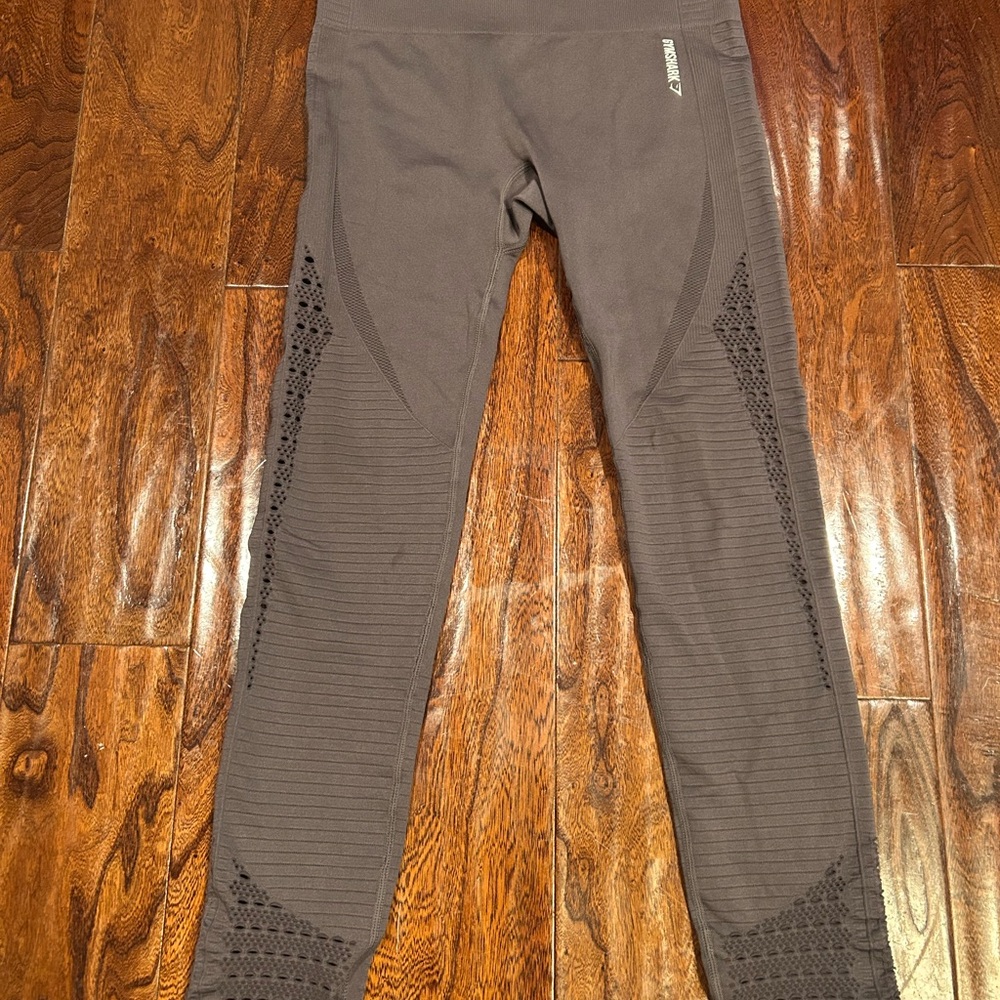 Gymshark MED energy seamless Gray eyelet detailed active compression Leggings - Picture 3 of 7